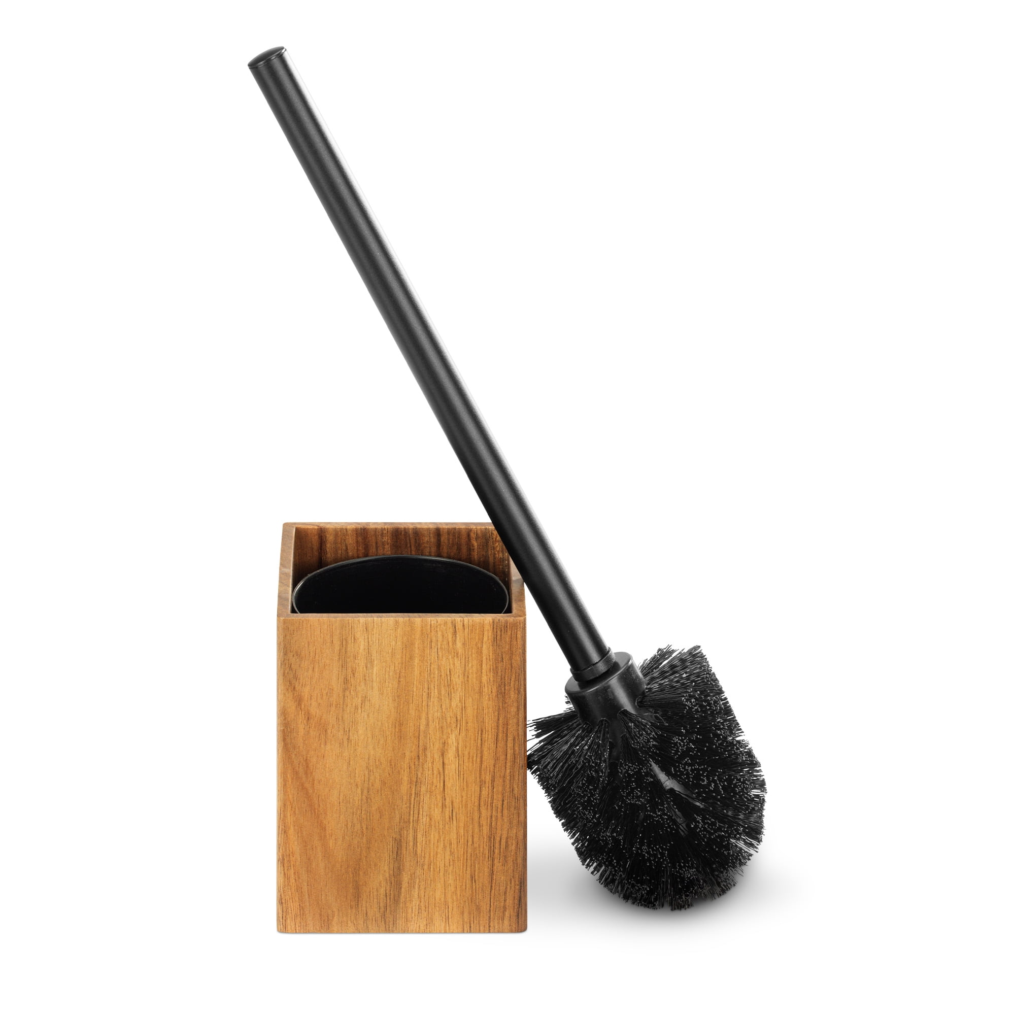 Navaris Toilet Brush and Holder Set - Acacia Wood Toilet Brush Holder ...