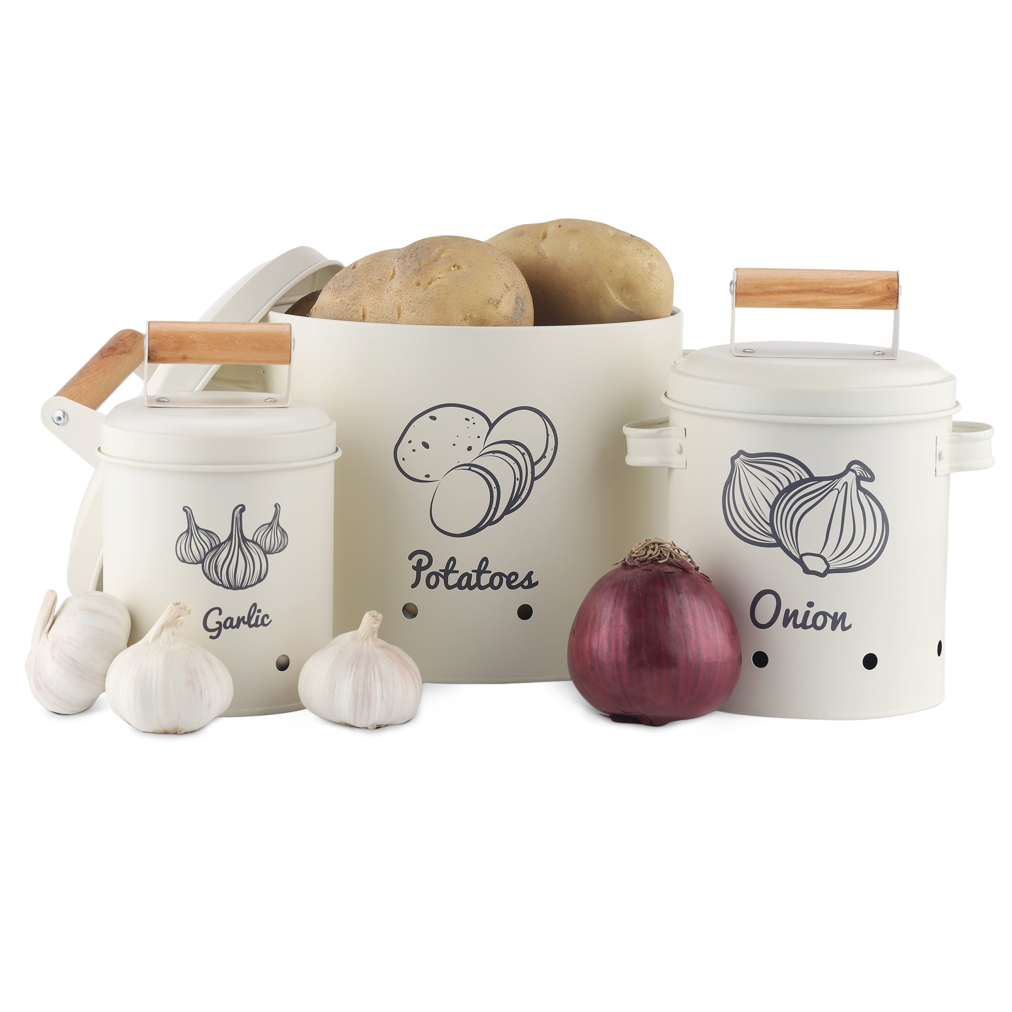 Navaris Vegetable Bins for Onions and Potatoes (Set of 3) Potato