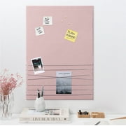 Navaris Velvet Memo Bulletin Board - 20" x 28" Fabric Memory Board for Wall Decor Photo Collages, Pictures, Notes. Includes 6 Push Pins in Pink.