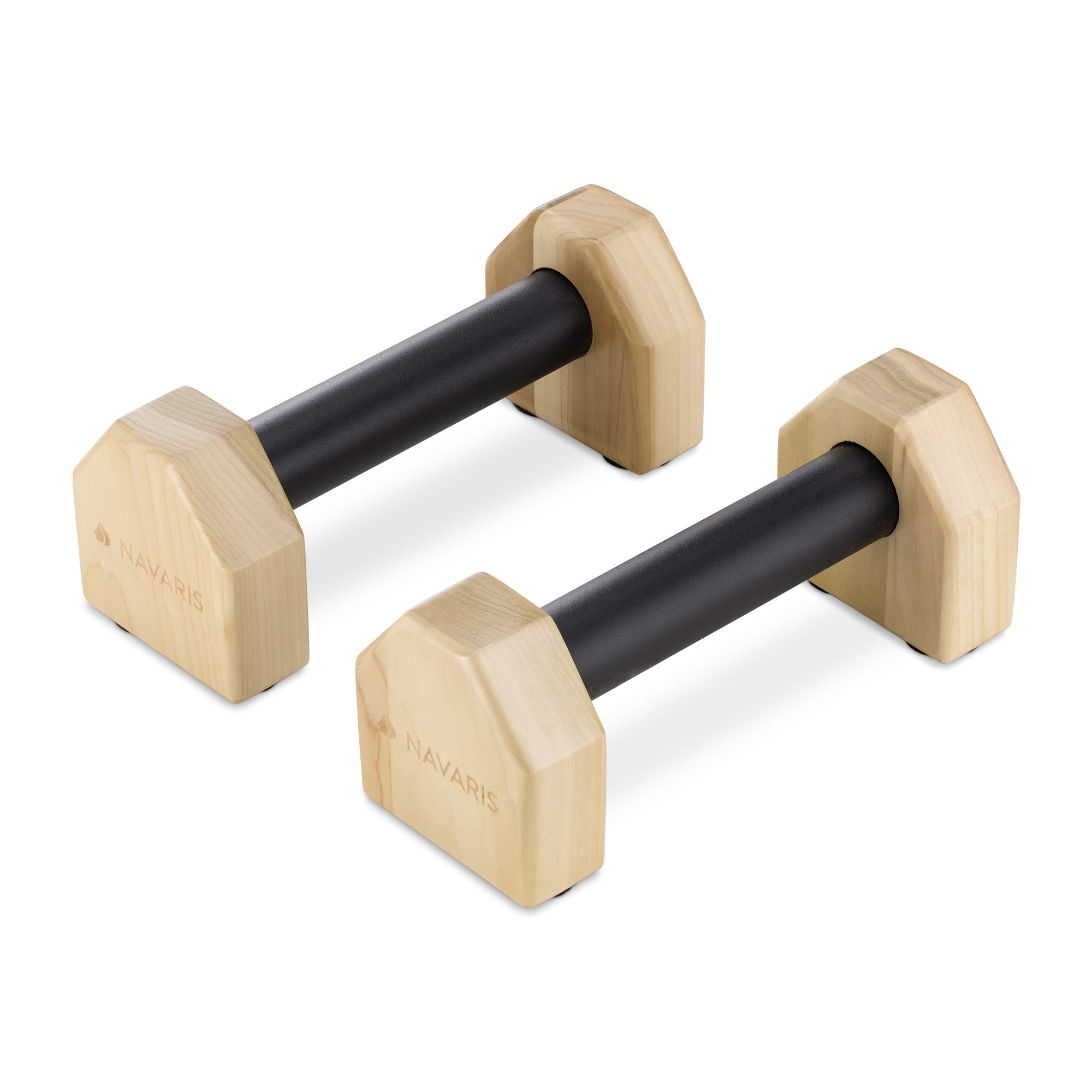Navaris Wooden Parallettes Wood Calisthenics Equipment for Gymnastics Fitness Home Gym Push Up Handstand Handle Bar Stand Handles Set Size M