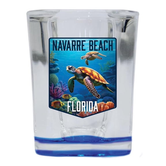 Navarre Beach Florida Design A Souvenir 2 oz Square Shot Glass Blue