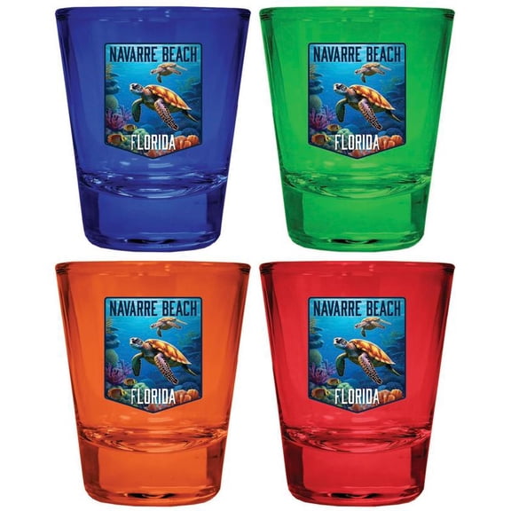 Navarre Beach Florida Design A Souvenir Full Color 2 oz Round Shot Glass Multicolor (4-Pack)