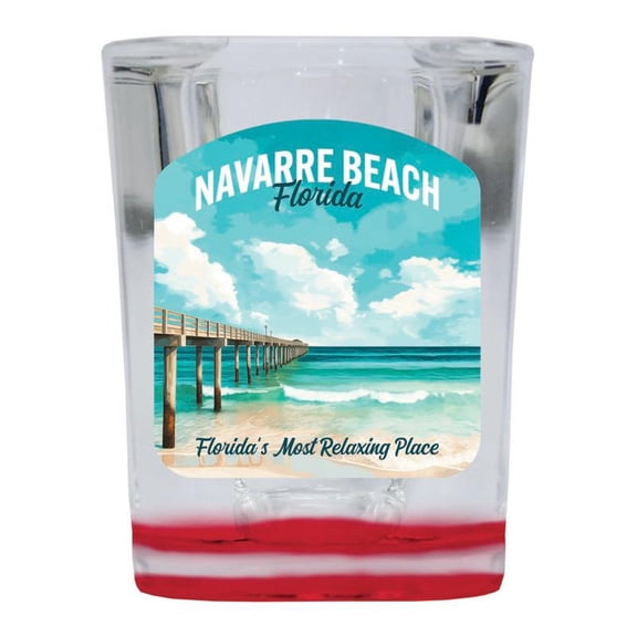 Navarre Beach Florida Design B Souvenir 2 oz Square Shot Glass Red