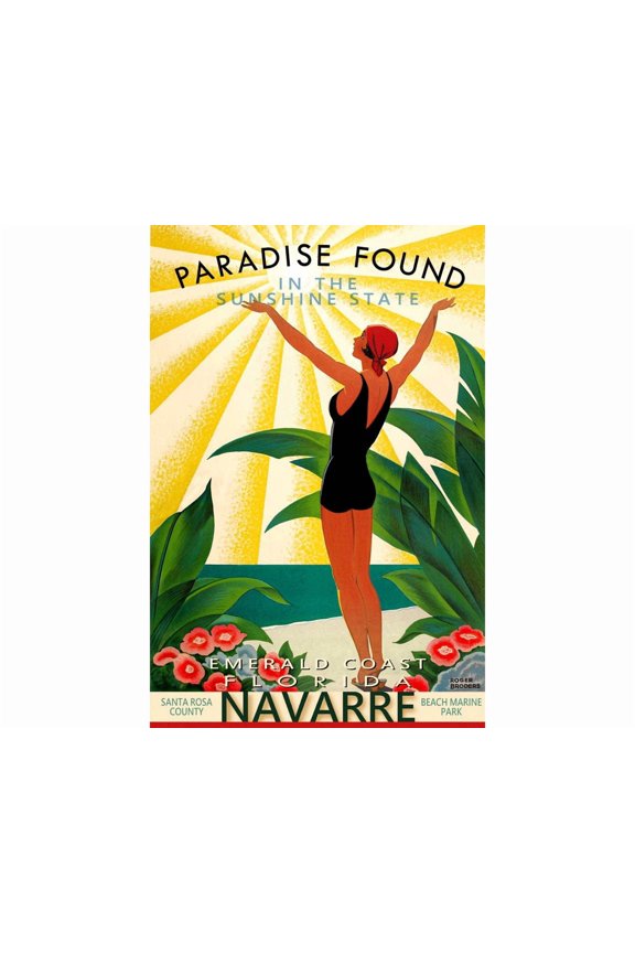 Navarre Florida Emerald Coast Beach Pin Up Travel Poster