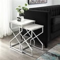 thumbnail image 1 of Posh Living Navarro Square Marble Top Nesting End Table in Silver, 1 of 8