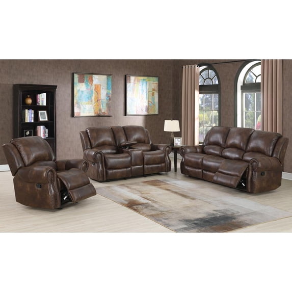 Navarro Saddle Brown Faux Leather Reclining Chair