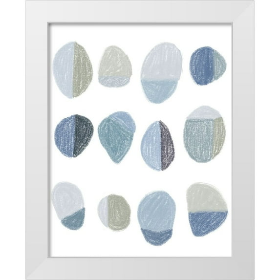 Navas, Emily 12x14 White Modern Wood Framed Museum Art Print Titled - Blue Pebbles