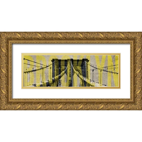 Navas, Emily 14x7 Gold Ornate Wood Framed with Double Matting Museum Art Print Titled - Brooklyn Bridge Type