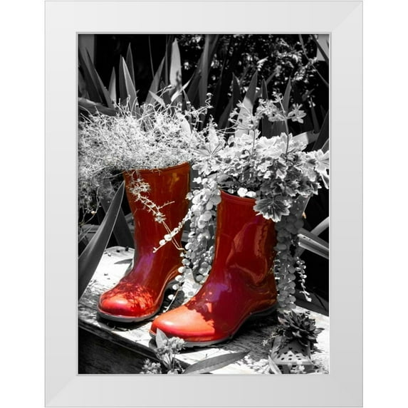 Navas, Emily 19x24 White Modern Wood Framed Museum Art Print Titled - Rain Boots Border