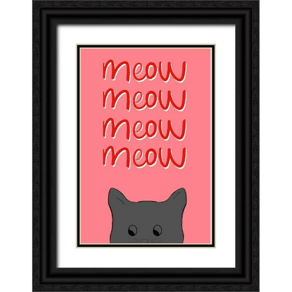Navas, Emily 23x32 Black Ornate Wood Framed with Double Matting Museum Art Print Titled - Meow