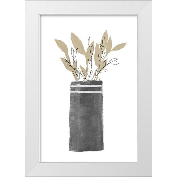 Navas, Emily 23x32 White Modern Wood Framed Museum Art Print Titled - Potted Plant In A Tall Vase