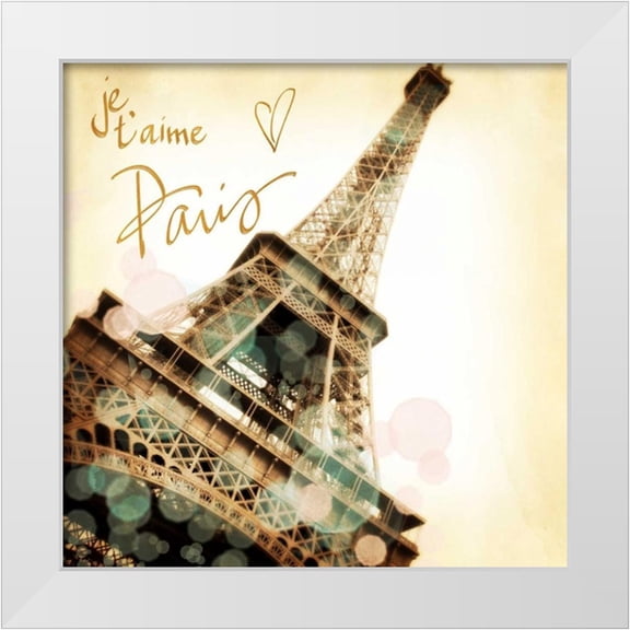 Navas, Emily 26x26 White Modern Wood Framed Museum Art Print Titled - Paris je T aime Border