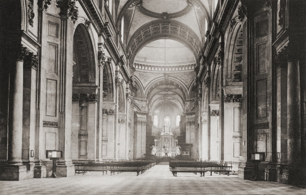 The Nave Of St Pauls Cathedral London England In The Late 19Th Century From London Historic And Social Published 1902 Canvas Art - Ken Welsh Design Pics (19 x 12)