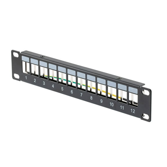 NavePoint 10 Inch Wide 12-Port Modular Patch Panel, 1U, Black