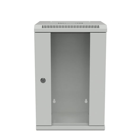 NavePoint 11.8 in Wall Mount Network Cabinet, 9U, Glass, Gray