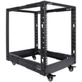 thumbnail image 1 of NavePoint 12U 4 Post Server Rack – Open Frame Rack for 19 Inch Equipment, Adjustable Depth 4-Post Network Rack with Casters Wheels, 12U Server Rack 1322lbs Capacity, Black, 1 of 5