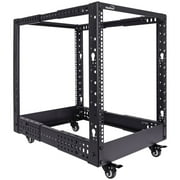 NavePoint 12U 4 Post Server Rack   Open Frame Rack for 19 Inch Equipment, Adjustable Depth 4-Post Network Rack with Casters Wheels, 12U Server Rack 1322lbs Capacity, Black