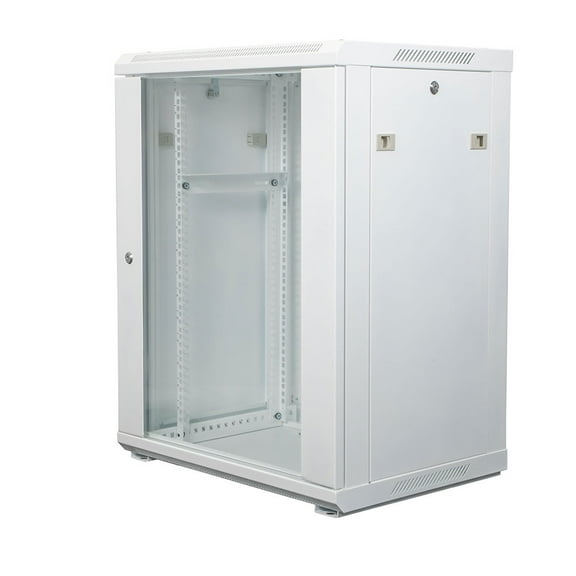 NavePoint 12U Network Cabinet with Glass Door  12U Wall Mount Server Cabinet White 19 Rack for IT Equipment, AV Devices, Networking Equipment 23 Deep Server Rack Enclosure