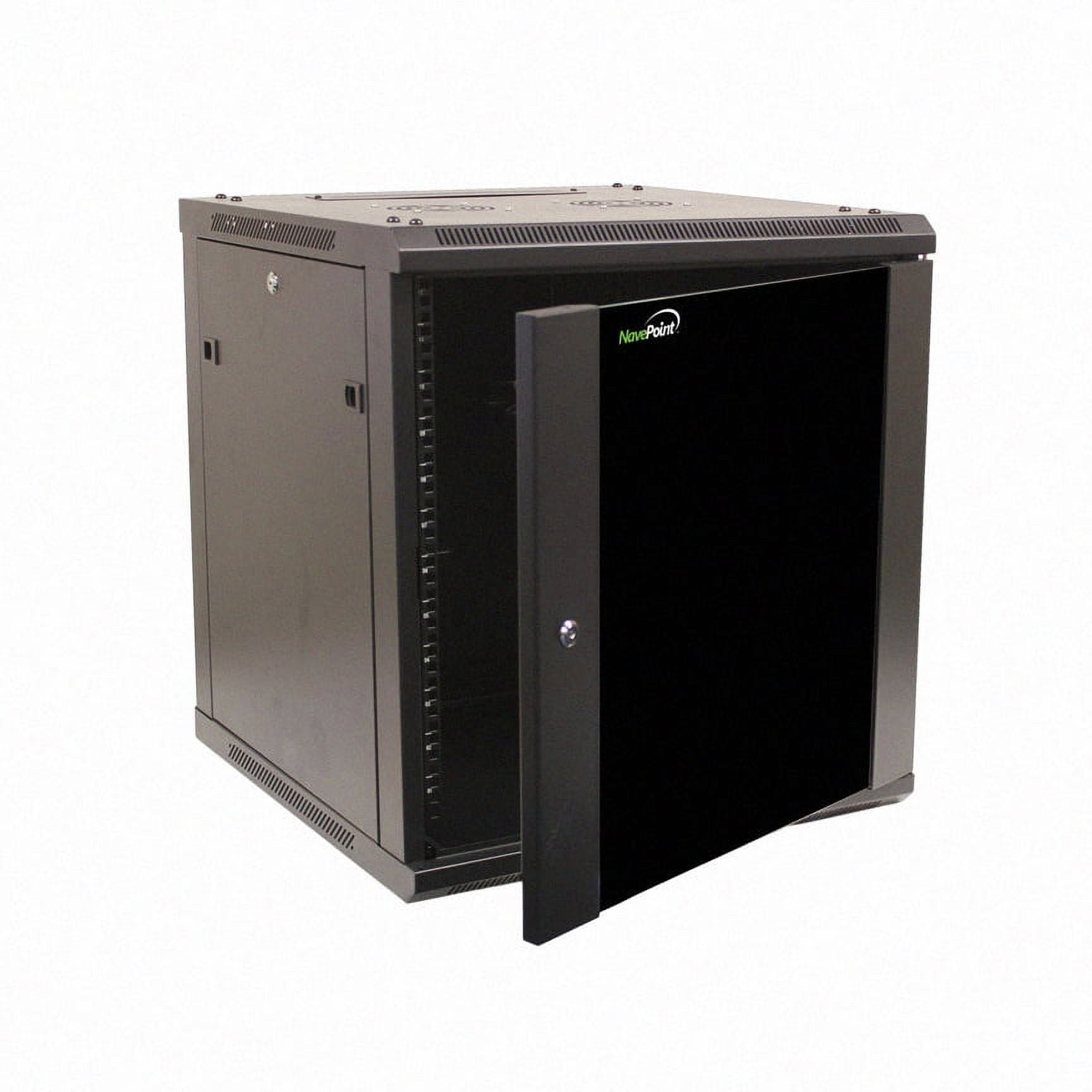 Black Alloy Steel 12U Server Cabinet with Locking Glass Door