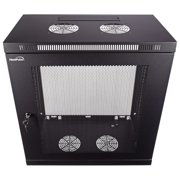 NavePoint 12U Server Cabinet Wall Mount Rack Enclosure with Perforated Door, Locking, Removable Side Panels   12U Network Cabinet 13  Deep, 19 Inch Server Rack for IT and A/V Equipment