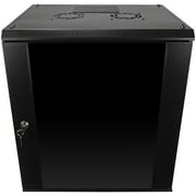 NavePoint 12U Server Rack Enclosure with Glass Door, Cooling Fan, Locks, Removable Side Panels - 12U Wall Mount Network Cabinet 19 Inch Rack 17.7 Deep 450mm