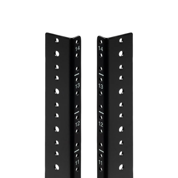 NavePoint 14U Vertical Rack Rail Pair DIY Kit with Hardware, Black