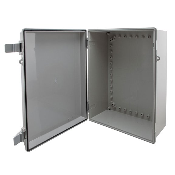 NavePoint 14x10x06 ABS Plastic Weatherproof Indoor/Outdoor IP66 NEMA 4 Enclosure, Kit bundled w/ABS Blank Mounting Plate, Gray