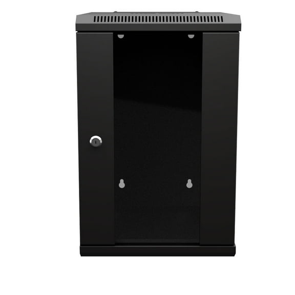 NavePoint 15.75 in Wall Mount Network Cabinet, 9U, Glass, Black
