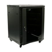 NavePoint 15U Server Cabinet Wall Mount Rack Enclosure with Caster Wheels, 2 Fans, Locking Glass Door, Removable Side Panels   15U Network Cabinet 23.6  Deep, 19  Server Rack for IT Equipment