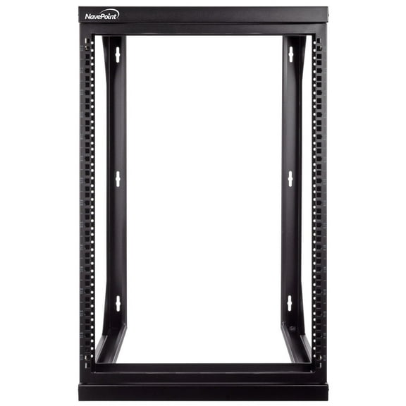 NavePoint 15U Server Rack with Swing Gate - 15U Wall Mount Rack for 19 Inch IT Equipment Open Frame Rack – Network Rack Wall Mount for AV & Server Equipment 18” Deep 15U Rack, Black