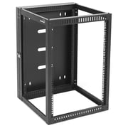 NavePoint 15U Wall Mount Server Rack with Hinged Back, 4-Post 24  Deep, Rear Swing Frame 15U Network Rack Wall Mount for 19 Inch Equipment AV IT Easy Cable Management, Black