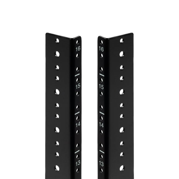 NavePoint 16U Vertical Rack Rail Pair DIY Kit with Hardware, Black