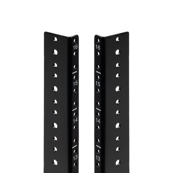 NavePoint 16U Vertical Rack Rail Pair DIY Kit with Hardware, Black