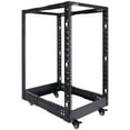 thumbnail image 1 of NavePoint 18U 4 Post Server Rack – Open Frame Rack for 19 Inch Equipment, Adjustable Depth 4-Post Network Rack with Casters Wheels, 18U Server Rack 1322lbs Capacity, Black, 1 of 5