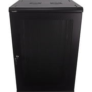 NavePoint 18U Server Rack Enclosure - 17.7” Deep, 18U Wall Mount Network Cabinet with Locking Perforated Door, 19” IT Equipment Compatible, 18U Network Rack, Removable Side Panels, Black