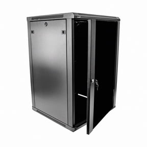 NavePoint 18U Server Rack Enclosure - 23.6 Deep, 18U Wall Mount Network Cabinet with Locking Glass Door for 19 IT Equipment, 18U Network Rack with 2 Fans, Removable Side Panels, Black