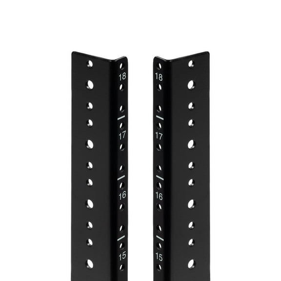 NavePoint 18U Vertical Rack Rail Pair DIY Kit with Hardware, Black