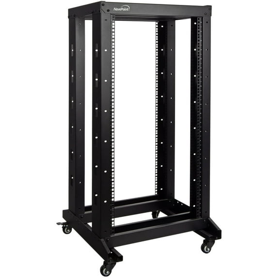 NavePoint 22U 4 Post Server Rack – Open Frame Rack for 19 Inch Equipment, Adjustable Depth 4-Post Network Rack Floor Mount, 22U Server Rack 793lbs Capacity, Black