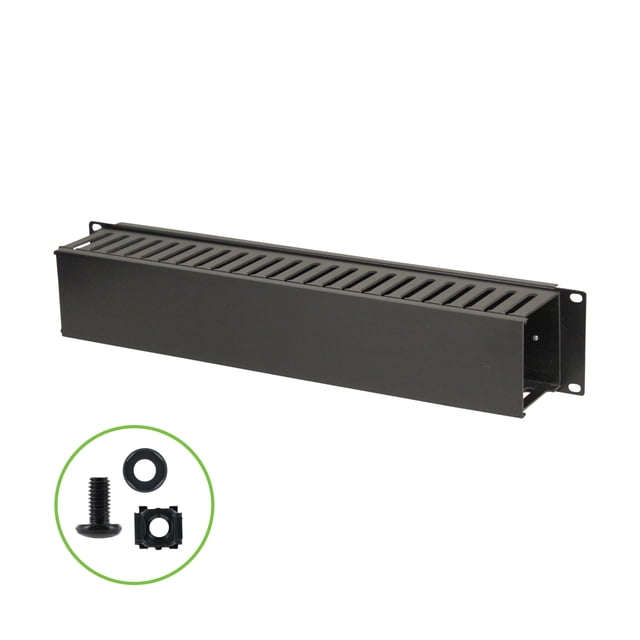 NavePoint 2U Plastic Rack Mount Horizontal Cable Manager Duct Raceway ...