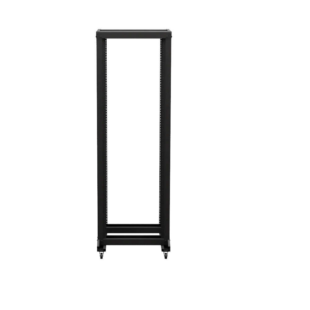NavePoint 4-Post Adjustable Rack, 37U, 12-24 Threaded, Includes Casters ...