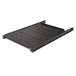 NavePoint 4-Post Sliding Server Shelf, Cold Rolled Steel, Black, Venting, Adjustable, 750mm depth, 12.1 lbs, Rack Mount, 1U(1RU)
