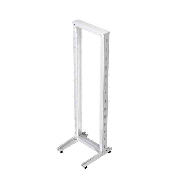 NavePoint 42U 2 Post Rack Open Frame Server Rack for 19 Inch Equipment, AV, Networking, Data & IT Devices, 2-Post Rack 42U With Wheels, 661lbs Weight Capacity, White