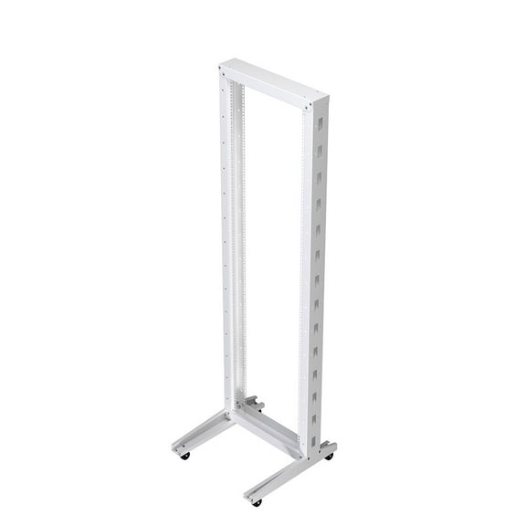 NavePoint 42U 2 Post Rack Open Frame Server Rack for 19 Inch Equipment, AV, Networking, Data & IT Devices, 2-Post Rack 42U With Wheels, 661lbs Weight Capacity, White