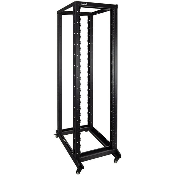 NavePoint 42U 4 Post Server Rack – Open Frame Rack for 19 Inch Equipment, Adjustable Depth 4-Post Network Rack with Casters Wheels, 42U Server Rack 881lbs Capacity, Black