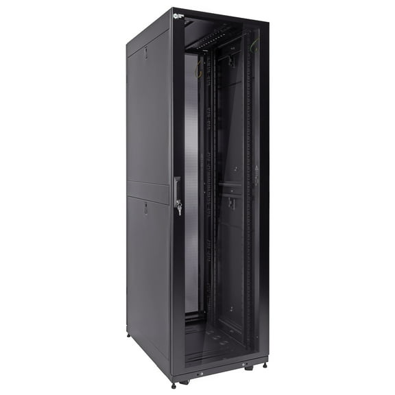 NavePoint 42U Server Cabinet 800mm Deep with Locking Glass Door and Removable Side Panels - 42U Rack Cabinet with Cable Managemenet Compatible Top, Black