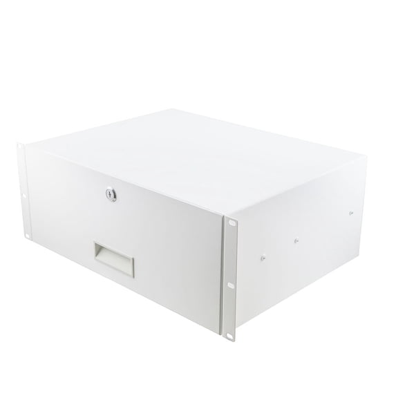 NavePoint 4U Rack Drawer for 19 Inch Server Racks and Network Cabinets, 13.7 Inches Deep Rack Mount Drawer with Lock, White