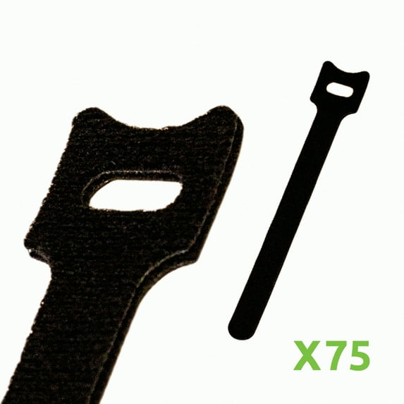 NavePoint 6 Inch Hook and Loop Reusable Strap Cable Cord Wire Ties 75 Pack Black