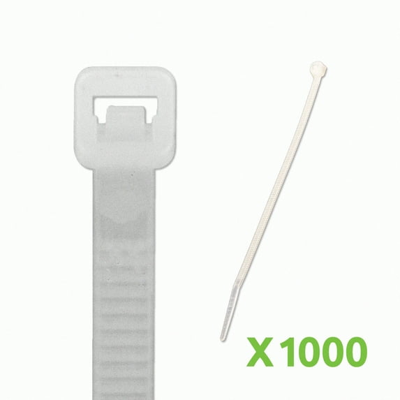 NavePoint 6 Inch Nylon Cable Wire Zip Tie 50 lbs - Natural White 1000 Pack Lot Pcs Qty