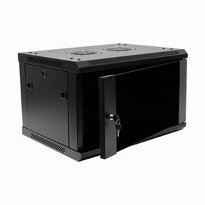 NavePoint 6U Server Rack Enclosure - 17.7 Deep, 6U Wall Mount Network Cabinet with Locking Glass Door for 19 IT Equipment, 6U Network Rack with 2 Fans, Removable Side Panels, Black