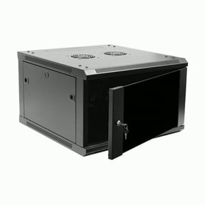 NavePoint 6U Server Rack Enclosure - 23.6 Deep, 6U Wall Mount Network Cabinet with Locking Glass Door for 19 IT Equipment, 6U Network Rack with 2 Fans, Removable Side Panels, Black